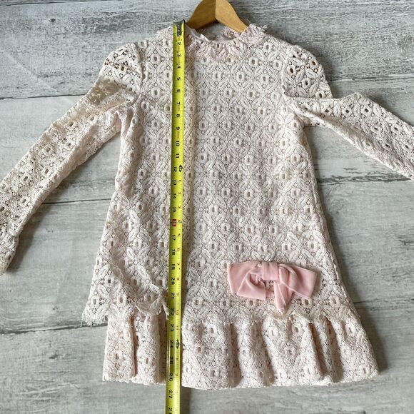 Vintage Dorissa Of Miami Girls Size 10 Dress 60s Lace Creme Bow Mod MCM JackieO - Picture 5 of 10